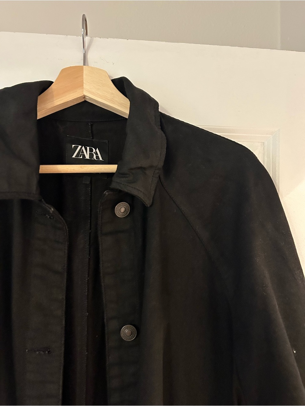 Zara Black Coated Denim Trench - Picture 4 of 4
